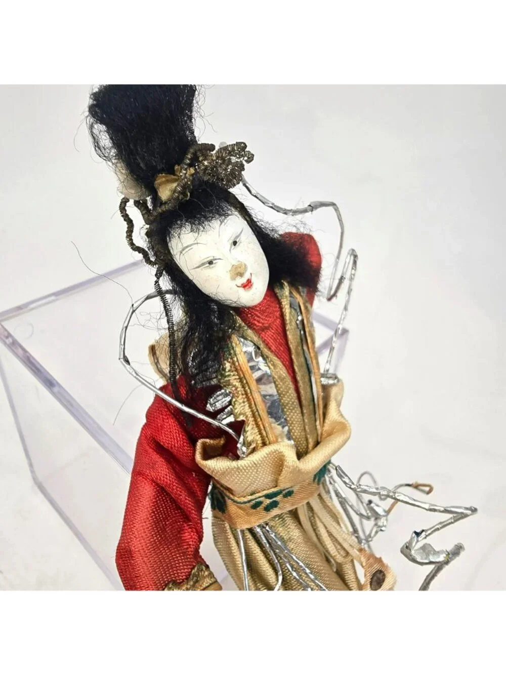 Vintage Japanese Geisha Doll With Rickshaw Figurine Set JE307